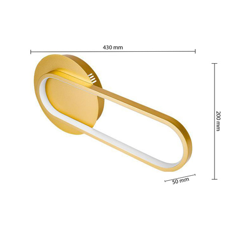 Kinkiet LED Lampa Ścienna Dekoracyjna 13W 1100lm 4000K 120° Złoty 43cm Goldimo Masterled
