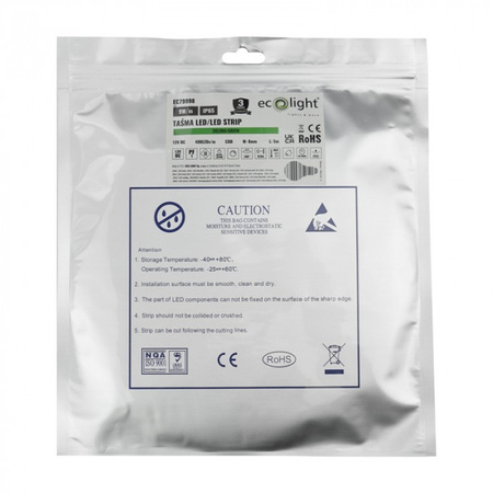 Taśma LED Pasek COB 9W/m 480LED/m 12V Zielona IP65 Rolka 5m Ecolight