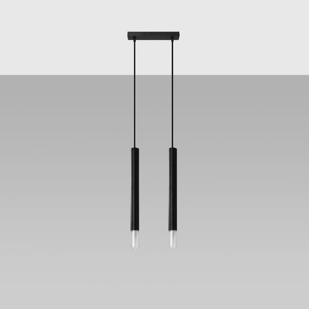 Lampa Sufitowa Oprawa Natynkowa SPOT TUBA 2x G9 Wisząca Zwis Tubularna Czarna Nowoczesna Wezyr Sollux