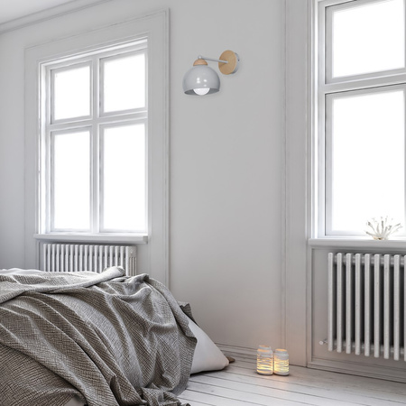 Kinkiet w stylu skandynawskim lampa ścienna MiLAGRO DAMA 1x E27 szara Drewno + metal