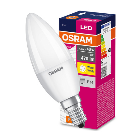 Żarówka LED E14 B37 4,9W = 40W 470lm 2700K Ciepła 200° OSRAM Value