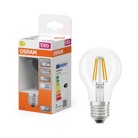 Żarówka LED E27 A60 3.4W = 40W 470lm 4000K Neutralna 300° Filament STAR CLASSIC Osram