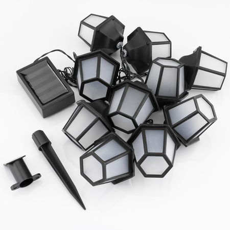 Girlanda Solarna Ogrodowa 10x LED Latarenka 3.8m 3000K Ciepła ARIA LUMILED