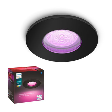 Oprawa Podtynkowa Wpuszczana Łazienkowa LED Xamento 5,7W IP44 CCT RGB Okrągła Czarna PHILIPS HUE Bluetooth