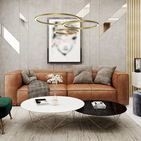 Lampa Wisząca Sufitowa GALAXIA Złota 85W LED Okręgi Milagro