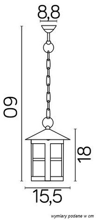 Lampa Ogrodowa Zewnętrzna Wisząca LED CORDOBA K 1018/1/T E27 Su-Ma