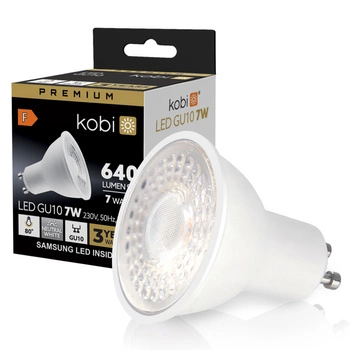 Żarówka LED GU10 Reflektor 7W 630lm 4000K Neutralna 80° Premium Kobi