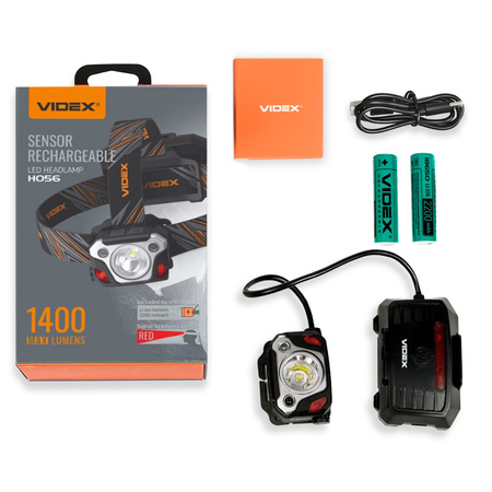 Latarka Czołowa Akumulatorowa LED 20W 1400lm Czujnik Ruchu USB- C Powerbank 5 Trybów Pracy Wodoszczelna IP65 Videx