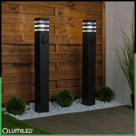 Lampa Ogrodowa Słupek Zewnętrzny Stojący E27 LED z Gniazdem TAXUS 2 80cm LUMILED