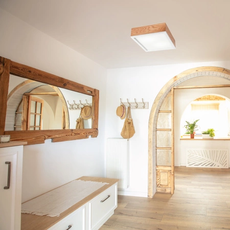 Plafon LED Lampa Sufitowa SANTIAGO 2xE27 Kwadratowa Dębowa LD-PD-9.4 Lamkur