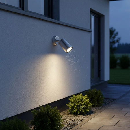 Kinkiet Ogrodowy Lampa Elewacyjna LED GU10 OLIMP Ruchoma Srebrna - GOLDLUX (Polux)