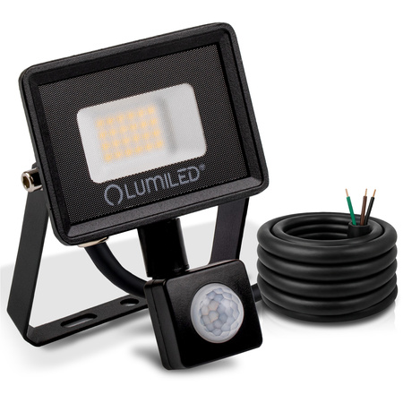 Naświetlacz LED ZONER 20W 1800LM 4000K IP44 Czarny Czujnik Ruchu LUMILED