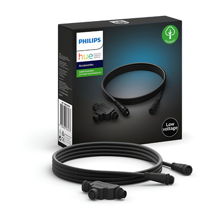 Kabel przedłużający Outdoor Przewód Łączący 2,5m + złącze T IP67 Czarny PHILIPS HUE