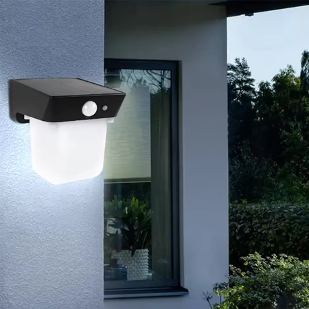 Lampa LED Solarna Ogrodowa Elewacyjna Kinkiet 4000K IP54 Czujnik Ruchu i Zmierzchu