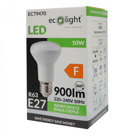 Żarówka LED Reflektor R63 E27 10W 900lm 3000K Ciepła Ecolight