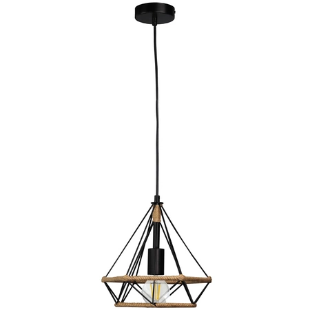 Lampa wisząca sufitowa BROXTON Rope IL MIO czarna w stylu loft stal + sznur 1x E27 GOLDLUX (Polux)