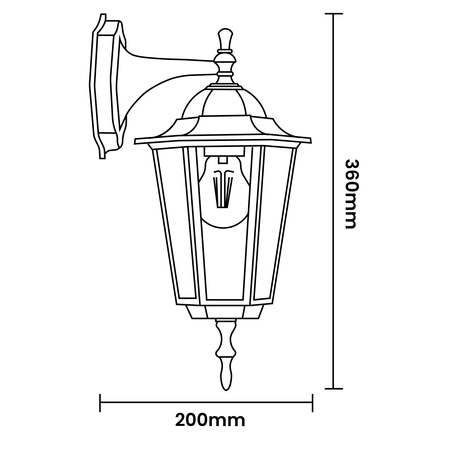Kinkiet Ogrodowy Elewacyjny Zewnętrzny E27 LATARNIA do DOŁU Patyna BELLIS LUMILED
