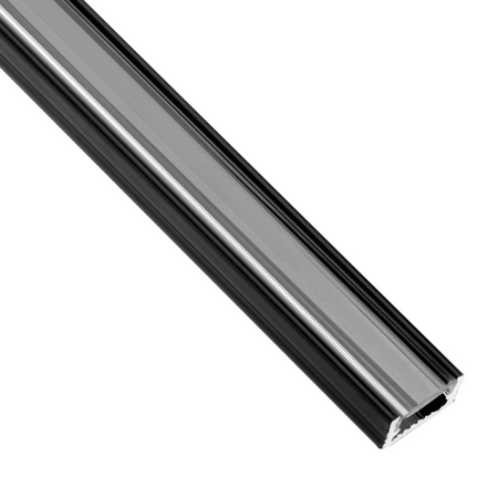 Profil Aluminiowy natynkowy MINI do taśm LED nawierzchniowy, nakładany 2m Czarny + Przezroczysty Klosz
