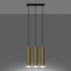 Lampa Sufitowa Wisząca Zwis 3x GU10 Tuba Żyrandol Tubularna Złota Połysk Nowoczesna Lagos Sollux