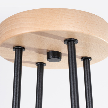 Lampa Sufitowa Żyrandol 4x E27 Naturalne Drewno Czarna Timbo Peach Puff SL.1669 Sollux