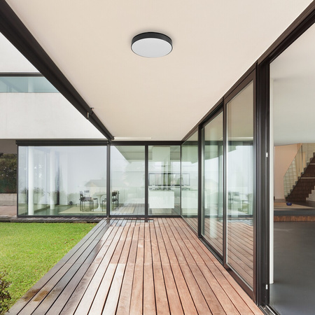 Plafon LED Lampa Sufitowa Oprawa Ścienna Ogrodowa Zewnętrzna 24W 2500lm 2800-6000K IP44 Czarny Industrialny Tartu Rabalux