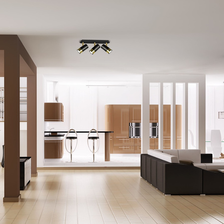 Lampa Sufitowa DANI Czarna Złota 3xGU10 Milagro