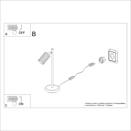 Lampa Biurkowa Stojąca Stołowa Nocna 1x GU10 Biała Karbon Deep Space SL.1548 Sollux