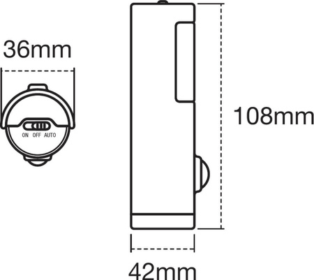 Lampka nocna LED Nightlux Torch Srebrna 0,35W 10lm 4000K IP54 Ledvance Czujnik ruchu