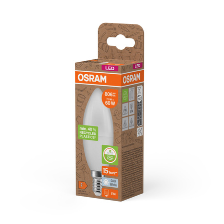 Żarówka LED B39 Świeczka E14 7.5W = 60W 806lm 4000K Neutralna 220° PCR LAMPS Osram