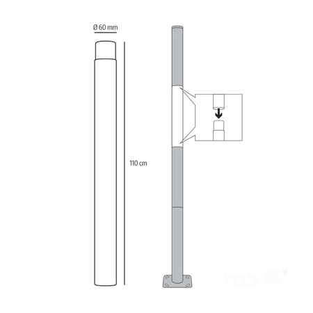 Przedłużka do Słupa Oświetleniowego Masztu Lampy Ulicznej Latarni 1m Czarna BASE SG