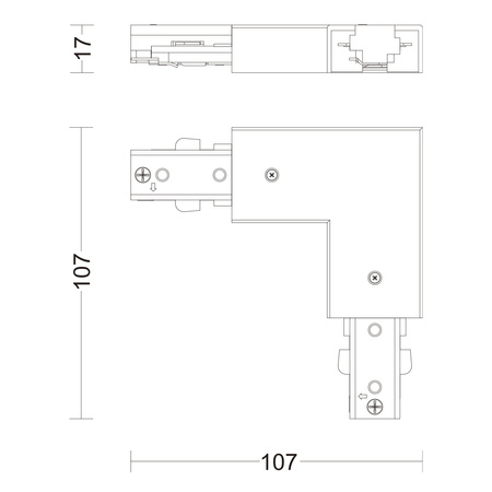 Łącznik Kątowy typ L Prawoskrętny Złącze do Szyn Oświetleniowych Szynoprzewodów LED Jednofazowych Biały EasyLink Philips