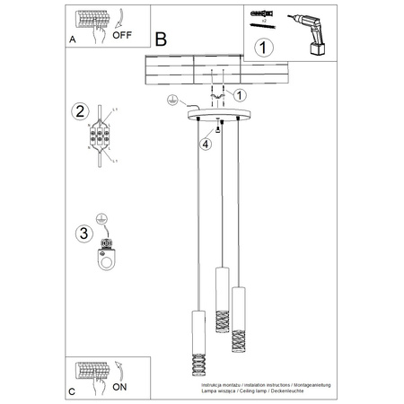 Lampa Wisząca Sufitowa 3x GU10 Biała LAMI Ocean Green SL.1689 Sollux