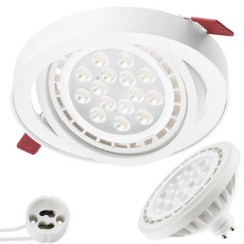 Zestaw Oprawa Podtynkowa Ruchoma GU10 ES111 Okrągła Biała Carpi LUMILED + Żarówka LED GU10 ES111 15W 4000K