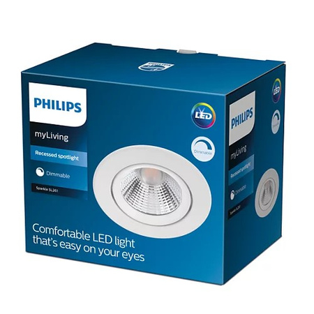 Oprawa Podtynkowa Halogenowa LED SPARKLE 5W 2700K Ściemnialna Okrągła Biały PHILIPS