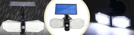Naświetlacz solarny lampa 78x LED 15W 450lm Zimna czujnik ruchu IP65