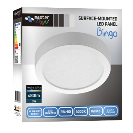 Panel LED Oprawa Sufitowa 6W 480lm 4000K Neutralny Natynkowy Okrągły Biały Proma Masterled