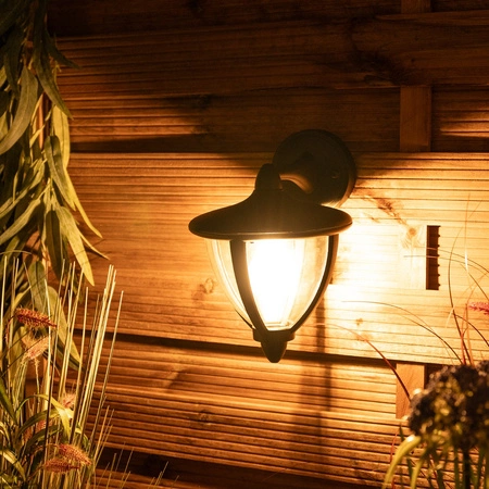 Lampa Ogrodowa Ścienna Zewnętrzna Kinkiet Elewacyjny E27 LED Latarnia Czarna ARETOS LUMILED