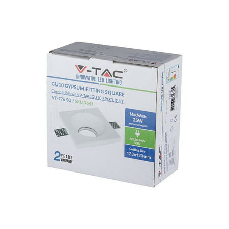 Oprawa Sufitowa Podtynkowa Oczko GU10 Kwadratowa Biała VT-776 V-TAC