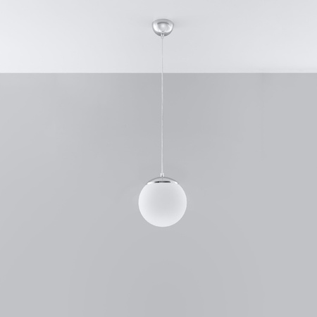 Lampa Sufitowa Wisząca Zwis Kula E27 Kulista Biała Chrom Minimalistyczna Ugo Sollux
