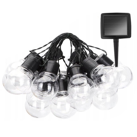 Girlanda Solarna Ogrodowa OZDOBNA Łańcuch Świetlny 3,35m 10xLED PRZEŹROCZYSTYCH Kuleczek 3000K