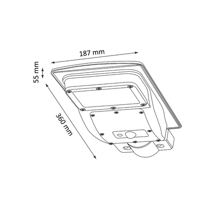 Naświetlacz LED 120-250lm 6000K IP65 3W Solarny Czarny z Czujnikiem Ruchu i Zmierzchu + Pilot STREET-3 GOLDLUX (Polux)