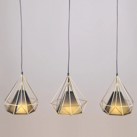 Lampa Wisząca Sufitowa HIRA 3x E27 Zwis Czarna Złota GOLDLUX (Polux)