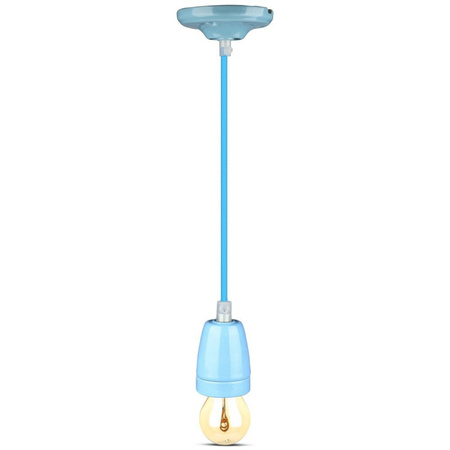 Lampa Wisząca Oprawa E27 Porcelanowy klosz niebieski z kablem VT-7998 V-TAC