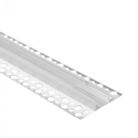 Profil Aluminiowy LED do Płyt GK Gipsowych REGIPS Szeroki Podpłytkowy do Glazury Anodowany 2m z Kloszem Przezroczystym do Taśm LED + Zaślepki seria GNS Ecolight