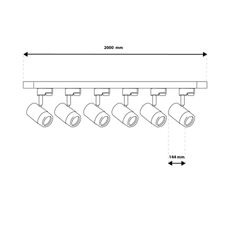 Zestaw Szyna Oświetleniowa Szynoprzewód 2 m + 6x Reflektor Szynowy RITI GU10 Czarny LUMILED