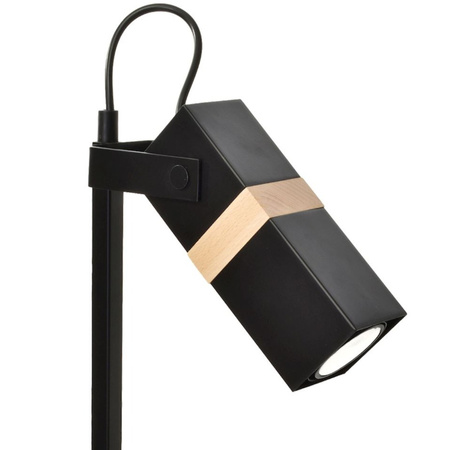 Lampa stołowa nocna czarna 1xGU10 VIDAR Milagro Metal + drewno styl skandynawski