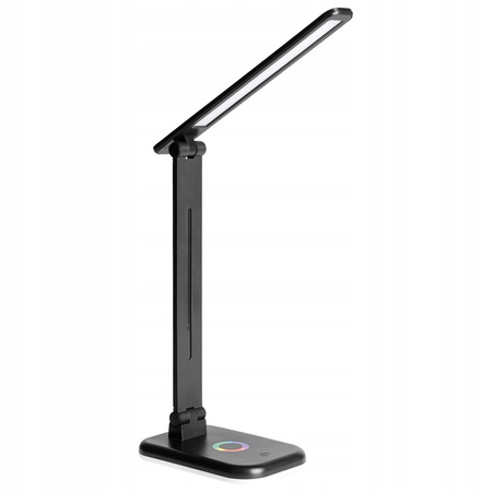 Lampka Biurkowa Stołowa Regulowana Nocna ALMA LED 12W 960lm CCT + RGB Ściemnialna Czarna MasterLED