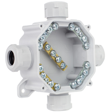 Puszka Instalacyjna Natynkowa Hermetyczna PG16 75x75x33mm Rozgałęźna z Dławikami Szara PAWBOL