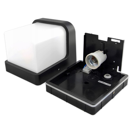 Kinkiet Ogrodowy Elewacyjny Lampa Ścienna E27 CZARNA Kwadratowa CORGI