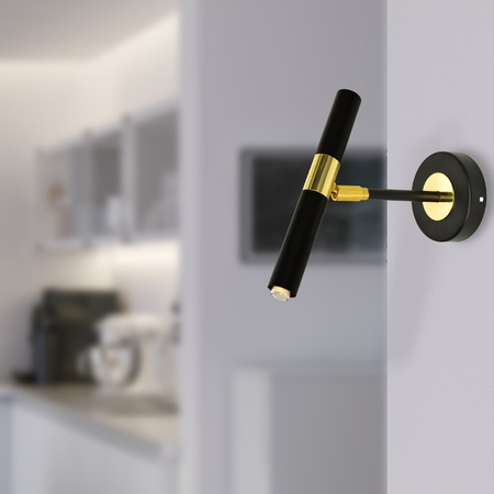 Lampa Ścienna Kinkiet MONZA Czarna Złota 1xG9 Milagro